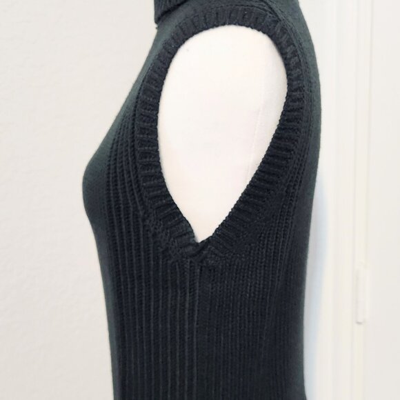 Vintage Kenneth Cole Merino Wool Sleeveless Turtleneck Forest Green Size Medium - Picture 2 of 13